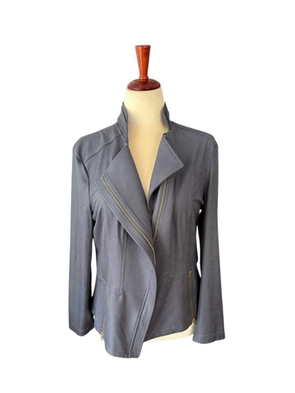 Clara Sunwoo Women's Charcoal Liquid Leather Jacket Size XL Vegan Leather